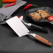 Stainless Steel Steak Spatula Scraper Grill Pizza Shovel Wooden Handle Kitchen