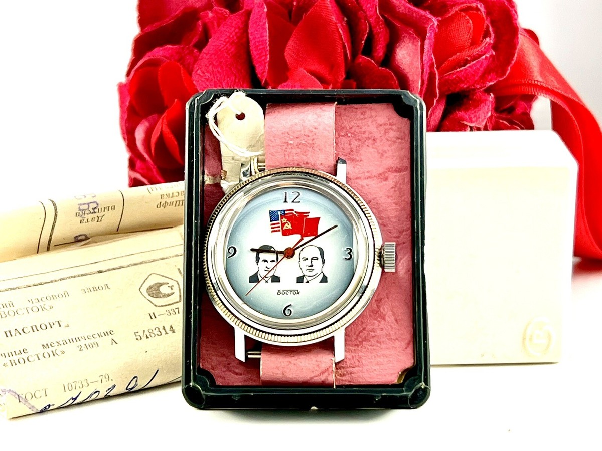 Vintage Soviet Vostok 2409 A Men's Watch Gorbachev & Bush BNIB | eBay