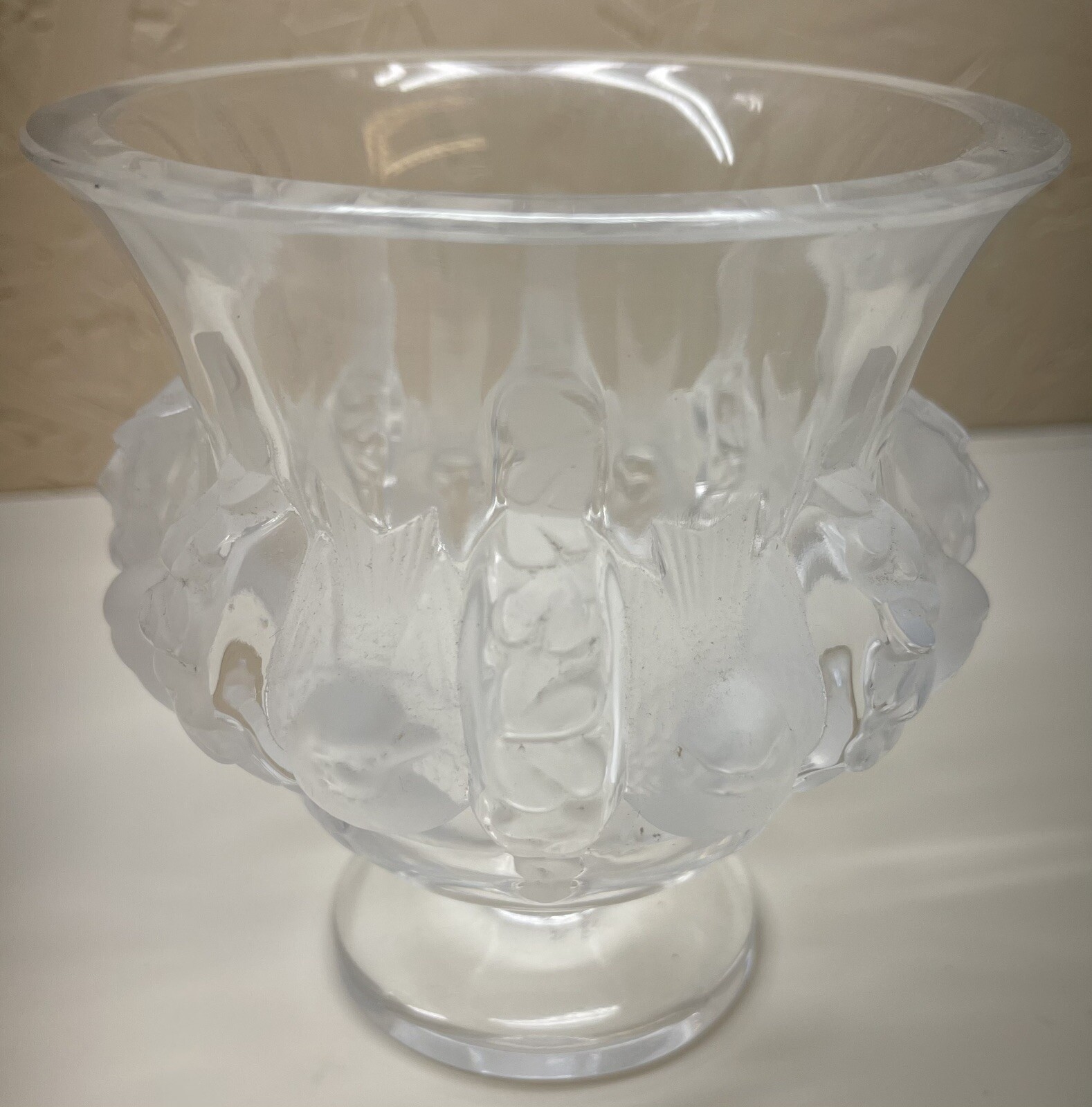 Vintage Lalique Crystal Dampierre Vase Swallow Birds Signed eBay