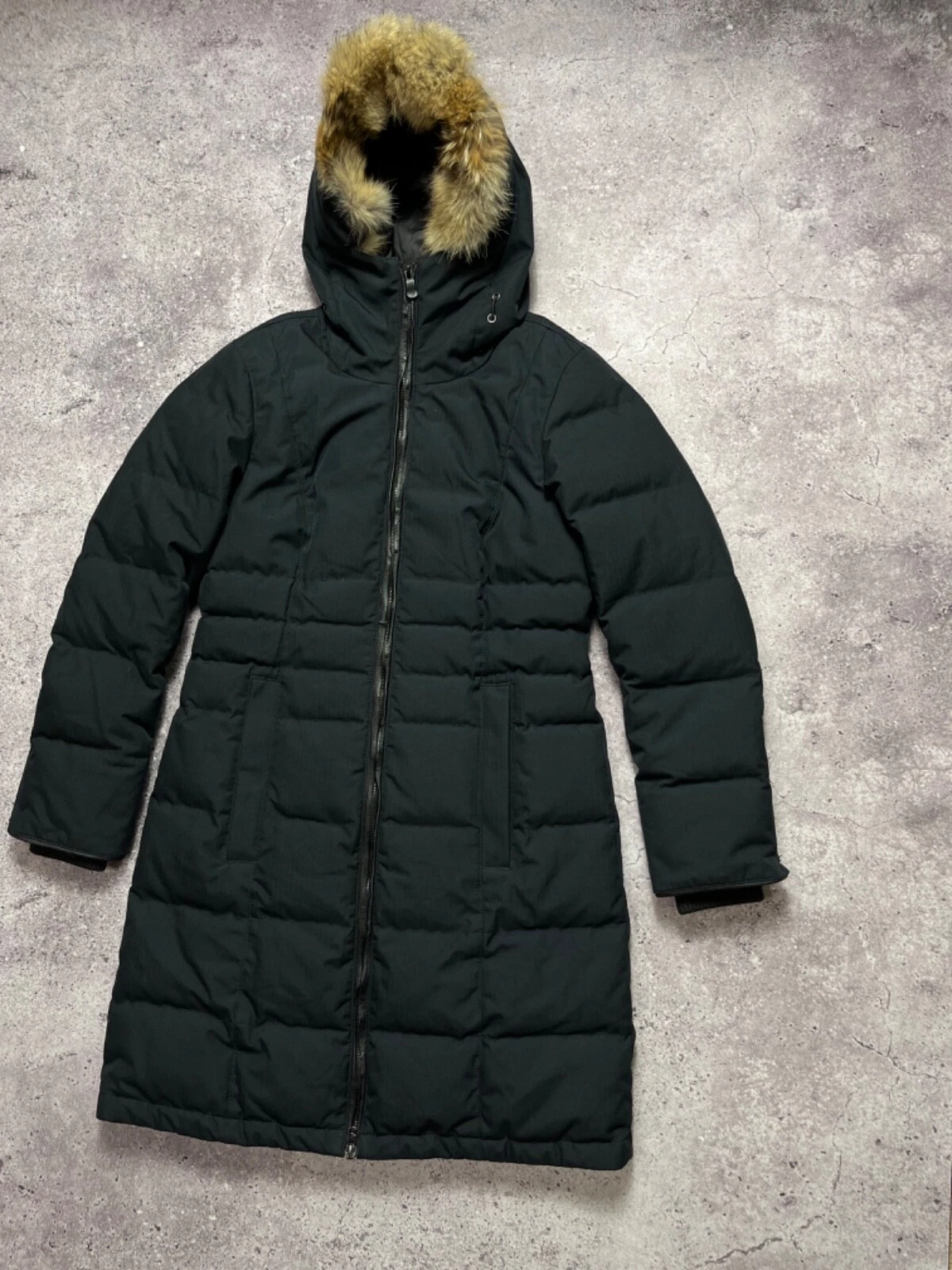 Canada Goose Pembina cappotto giacca con pelliccia etichetta nera donna taglia S piumino d'oca