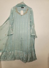 Agha Noor 3 Piece Shalwar, Kameez, and Dupatta Large Size Sea Green Color