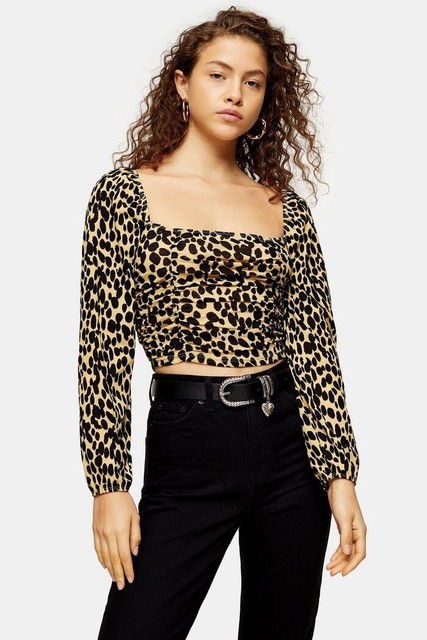 ruched long sleeve crop top