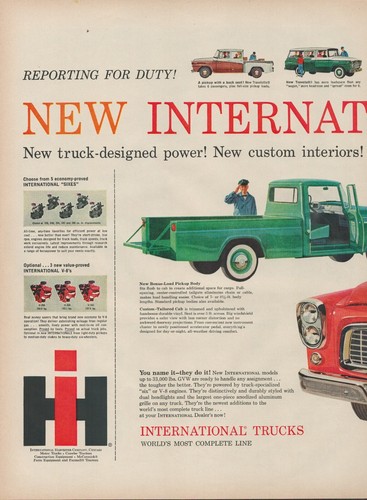 1959 International Trucks Reporting For Duty Line 2 Page Vintage Print Ad - Picture 2 of 3