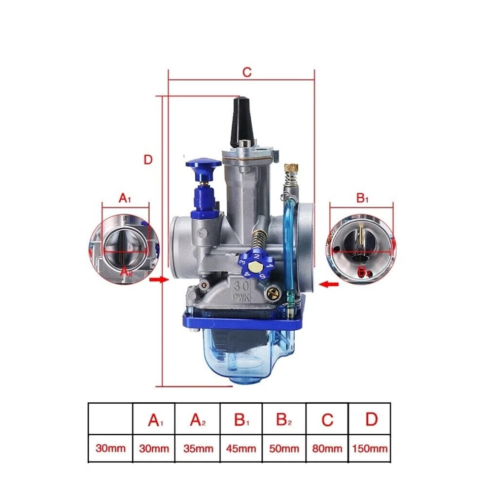 New Motorcycle PWK30 30MM Carburetor Carb For 4 Stoke Dirt Bike Power Jet Carb - Изображение 3 из 4