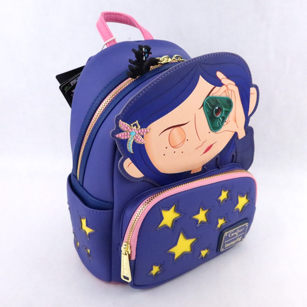 Loungefly Coraline Mini Backpack Bag Purple Seeing Stone  display picture 3