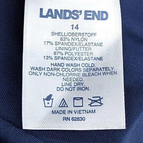 Lands End Women's 14 Bikini Swim Top X-Back No Wire Adj Straps Blue Geometric - Picture 3 of 9