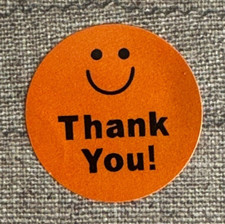 32 Happy Smily THANK YOU Round 8 Colors Gift Stickers 1 Envelope Seals