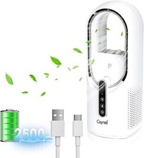 11.8 Inch Portable Bladeless Desktop Fan w/ 7 Colors Ambient Light White