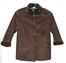 Circa 1980s Fuda Of New York Women's Faux Suede Coat Faux Fur Lining Retro Sz Xl