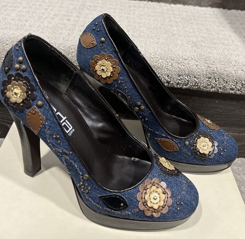 Moda Spana Blue Jeans Platform Heels , Size 6M - Picture 4 of 9