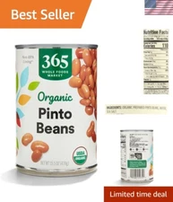 15.5 Oz Organic Pinto Beans - Rich in Plant Protein & Fiber - Non-GMO Verified