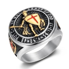 Knights Templar Put On The Whole Armor of God Ring Stainless Steel Szie 7-13