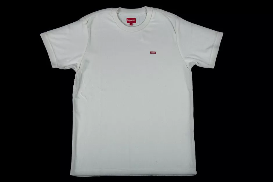 NEUF SS17 SUPREME TERRY PETITE BOITE LOGO TOP T SHIRT S M L BLANC