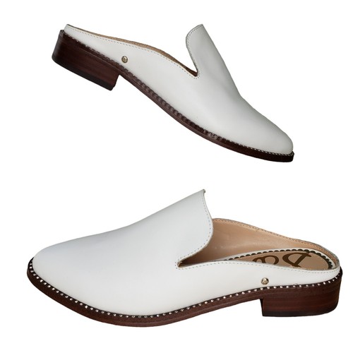 Sam Edelman Laddie Mule Size 6 NEW White Leather Closed Toe Clog Rhinestone Trim