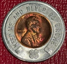 ENCASED COIN UNC 1952 D LINCOLN CENT RED/PURPLE TONING LANTERNIER FLORISTS-JUN41