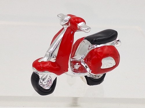 Deko Roller rot silber 5 cm in Perlmutt Optik - Dekofigur Motorroller, Roller - 第 1/3 張圖片