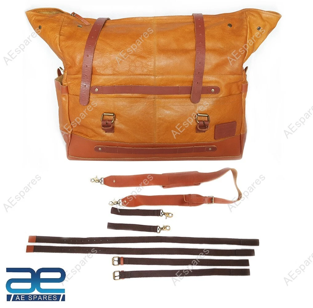WANDERLUST LEATHER DUFFEL BAG MOTORCYCLE TOUR SADDLE LUGGAGE BAG - BROWN TAN