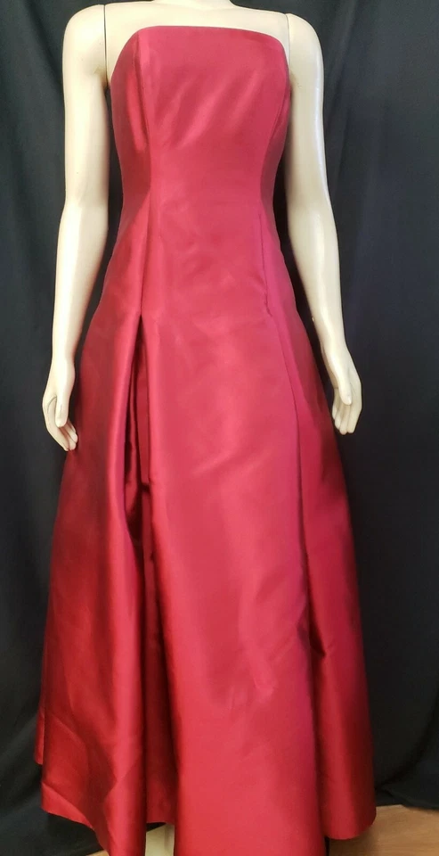 Vestido sin tirantes Melinda Eng seda lana rojo formal para mujer talla 6 #CB1 Foto 3 de 4