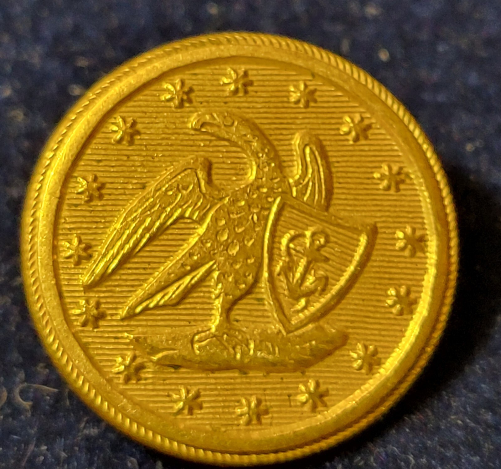 PRE CIVIL WAR / POST WAR OF 1812 1 PC U.S. NAVY OFFICER BUTTON ALBERTS