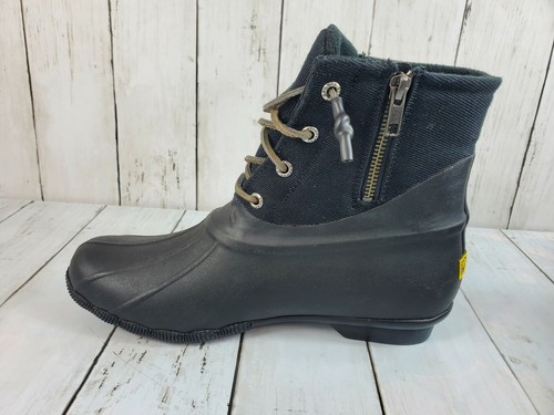 SPERRY Saltwater Womens Sz 9 Rubber Duck Rain Boots Black STS84384  - Picture 3 of 11
