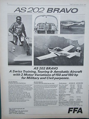 10/1974 PUB FFA ALTENRHEIN FLUGZEUG AS 202 BRAVO AIRCRAFT FLUGZEUG ORIGINAL ANZEIGE