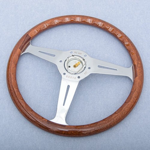 NARDI Classic 360mm Mahogany Wood Steering Wheel with Silver Chrome Finish - Picture 5 of 5