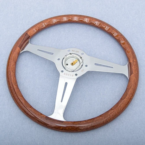 360mm NARDI Classic Mahogany Wood Steering Wheel with Silver Chrome Finish - Picture 5 of 6