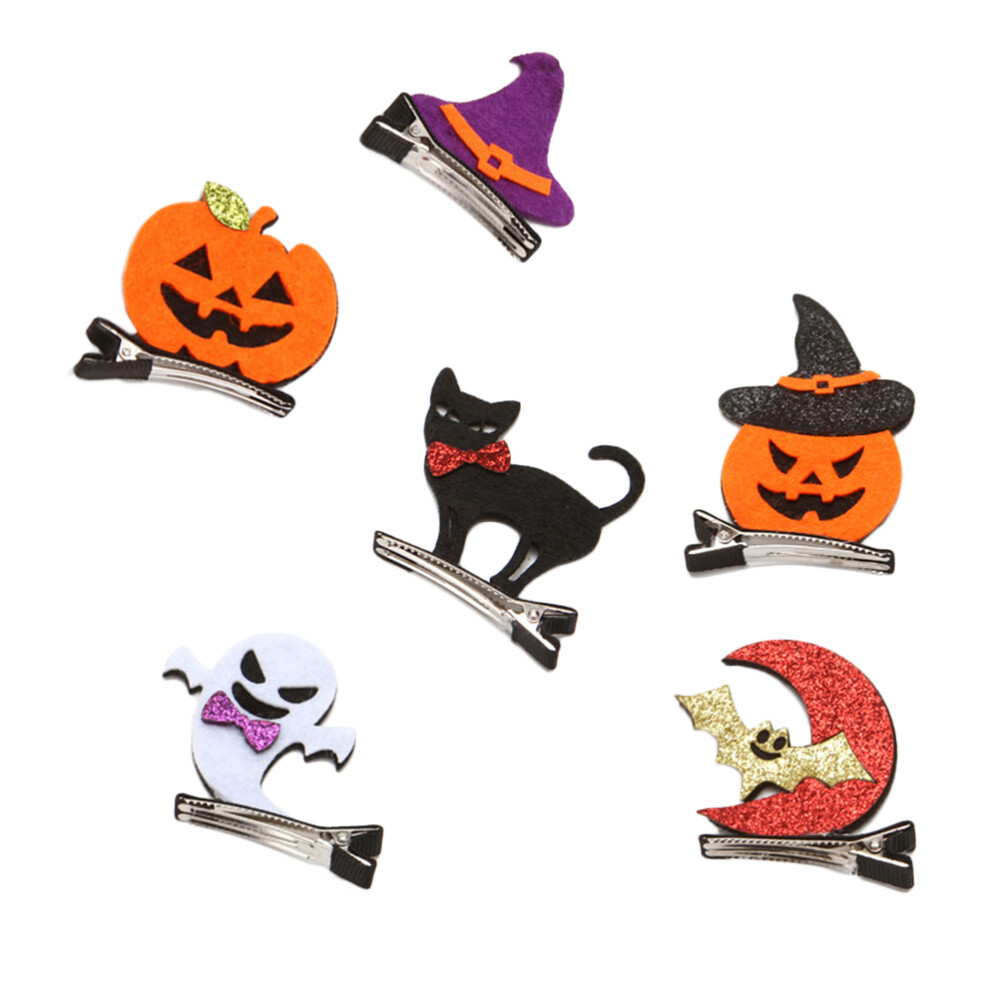 Cute Barrettes with Pumpkins 6 Pcs Halloween Hair Accessories for