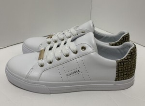 Novo Tommy Hilfiger Feminina Monograma Th Tênis tamanho 7.5 Couro Falso  Branco Sapato | eBay