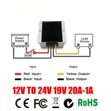 12V to 24V19V 20A-1A Boost Step-up Power Supply Voltage Regulator for Car Laptop