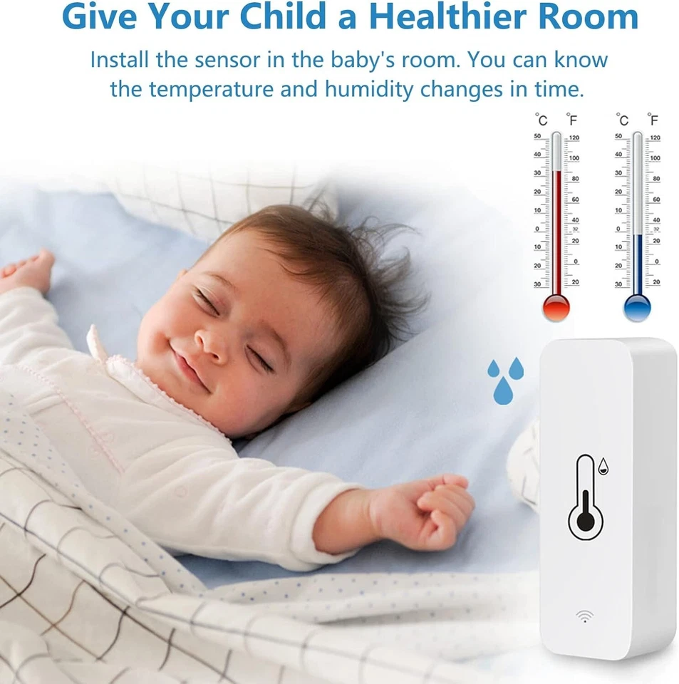 WLAN Smart Home Thermometer Hygrometer Temperatur Feuchtigkeit Anzeige App B1115 - Bild 2 von 4