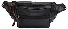 Front Pocket RFID Protected Genuine Leather Fanny Pack Waist Bag Organizer with