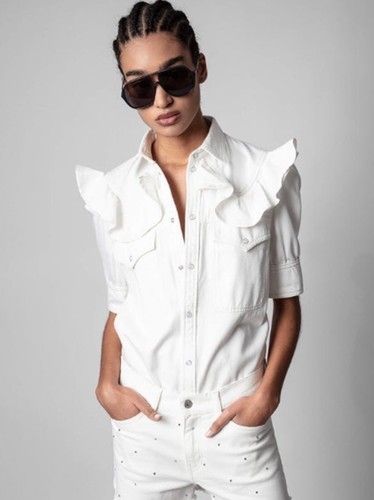 Zadig and Voltaire Tokyo Denim Top White Cotton Size Small - 第 1/6 張圖片