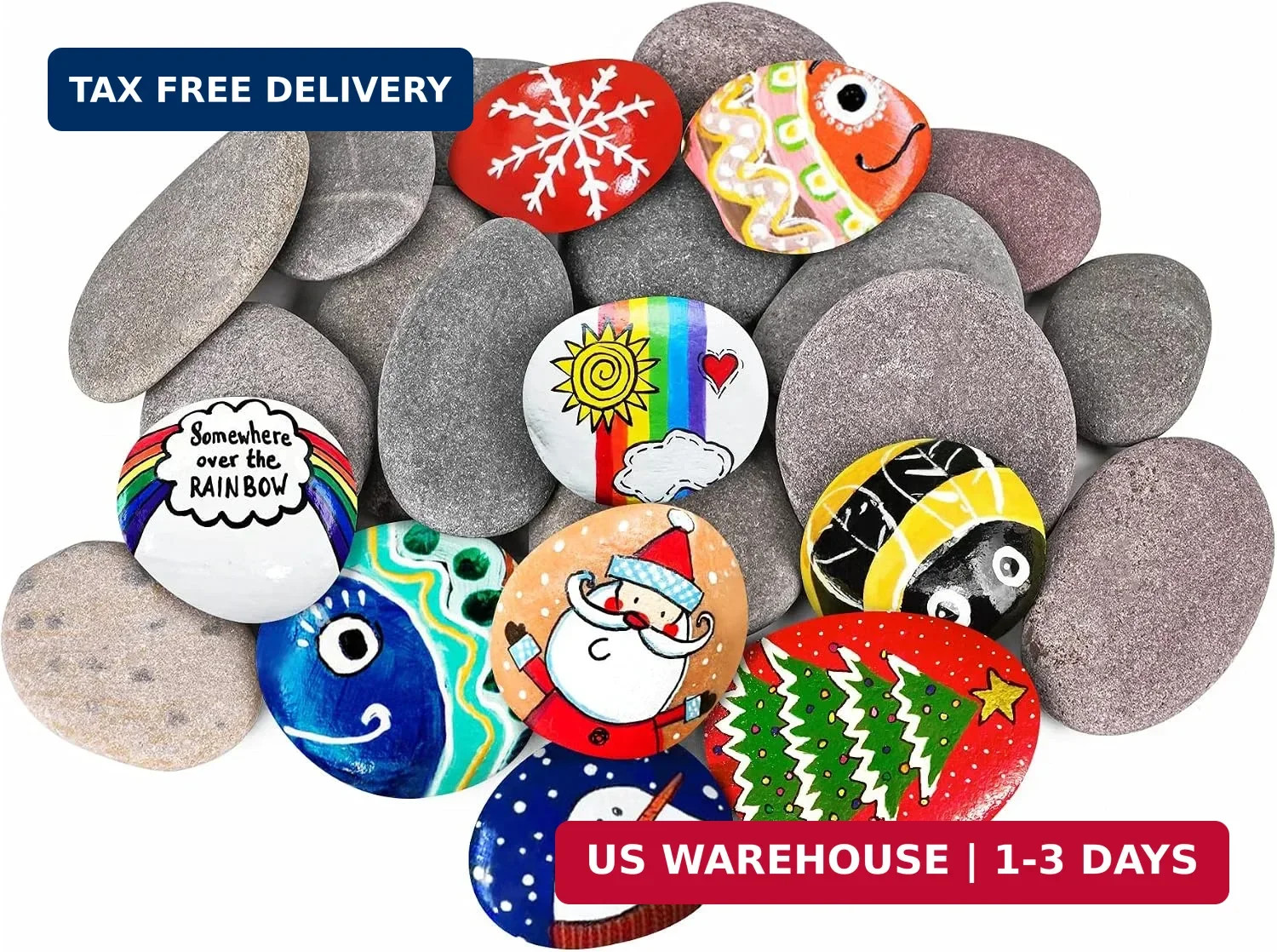 River Rocks for Painting 25 Pcs Large 2-3 Inch Flat Smooth Painting Stones Craft