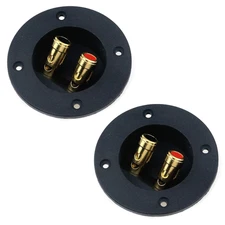 2Pcs 3" x 3" Speaker Box Terminal Cup DIY Double Binding Round Gold Plate Push 2