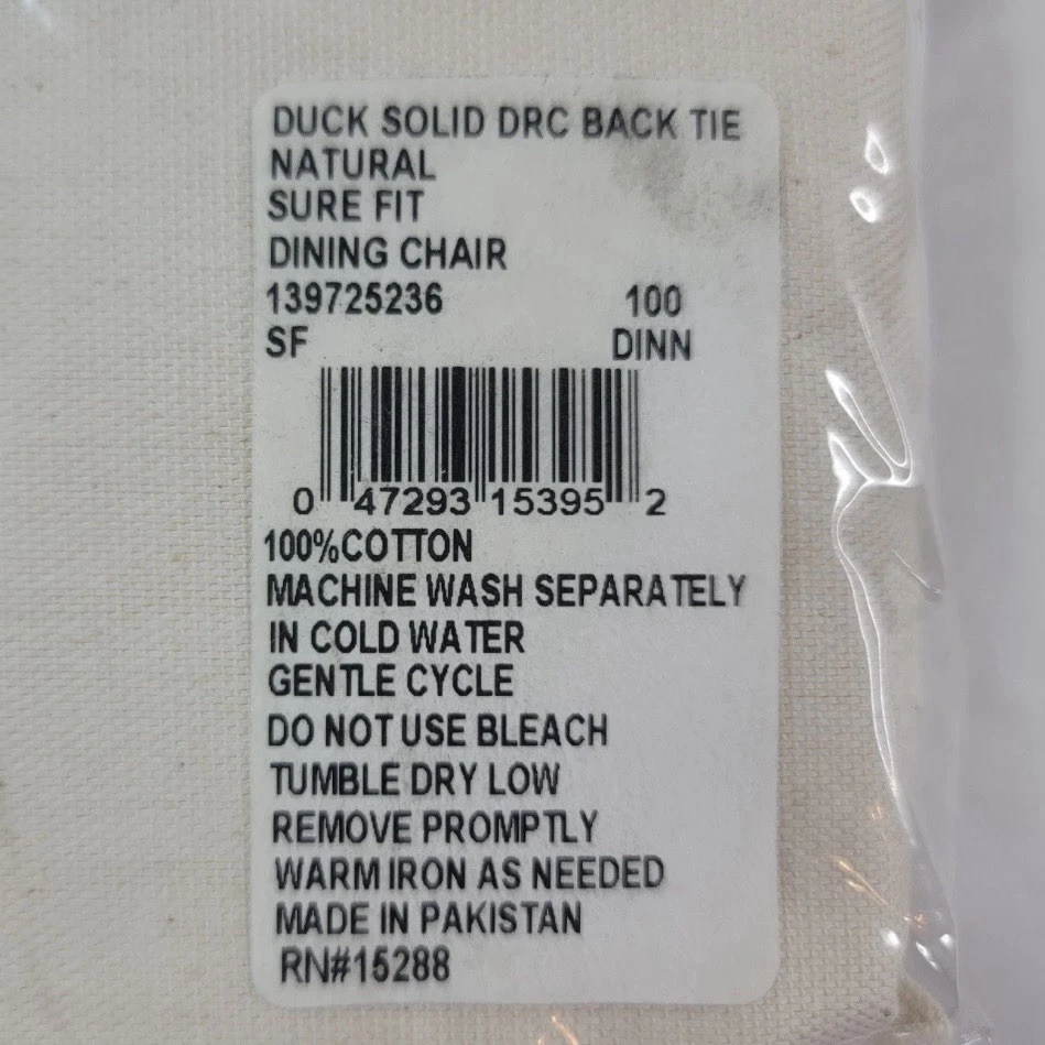 LOTE DE 4 fundas para sillas de comedor largas SureFit algodón pato ajuste relajado natural Foto 3 de 3