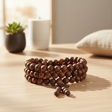 Handmade 108 Beads Sandalwood Mala Bracelet for Mindfulness - 8mm Unisex