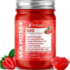 Irish Sea Moss Gel Organic Raw - Wildcrafted Superfood Seamoss Gel - Strawberry