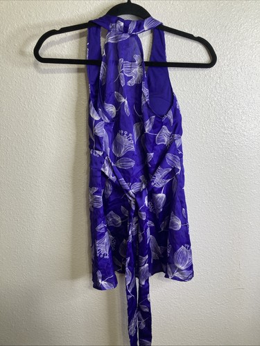Charlotte Russe Top Babydoll 90's Y2K Whimsy Fairy Romantic Purple Floral Sz S - Picture 3 of 3