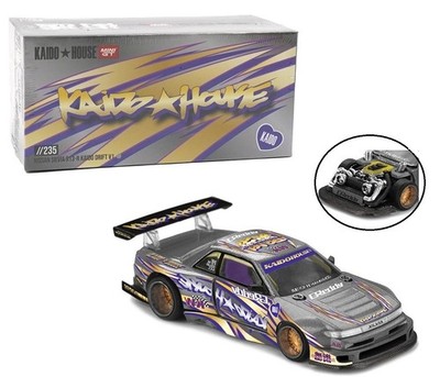 Kaido House x Mini GT Nissan Silvia S13-R Kaido Drift V1 Greddy Gray KHMG235