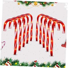 10" Christmas Candy Cane Lights 10PCS for Landscape Decoration, 10inch Red