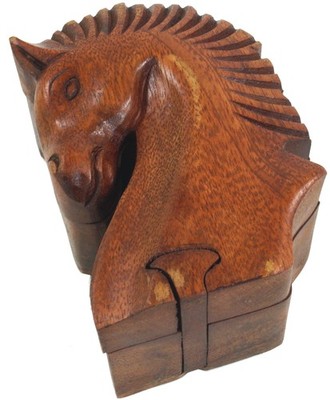 Puzzlebox, Schmuckschatulle, Magic Box, Schachtel mit Geheim Verschluß - Pferd