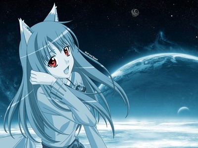 Anime holo spice wolf girls red eyes animal ears Custom Gaming Mat Desk