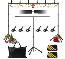 3-in-1 Adjustable Backdrop Stand 10 x 7.5 FT, Portable Photography Background St