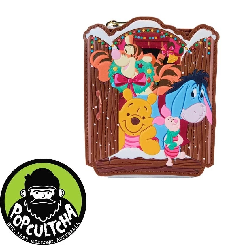 Winnie the Pooh - Christmas Greetings 4" Faux Leather Zip-Around Wallet "New"