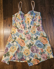 Fashion Nova Floral Tapestry Corset Mini Dress L Cottagecore Romantic Y2K