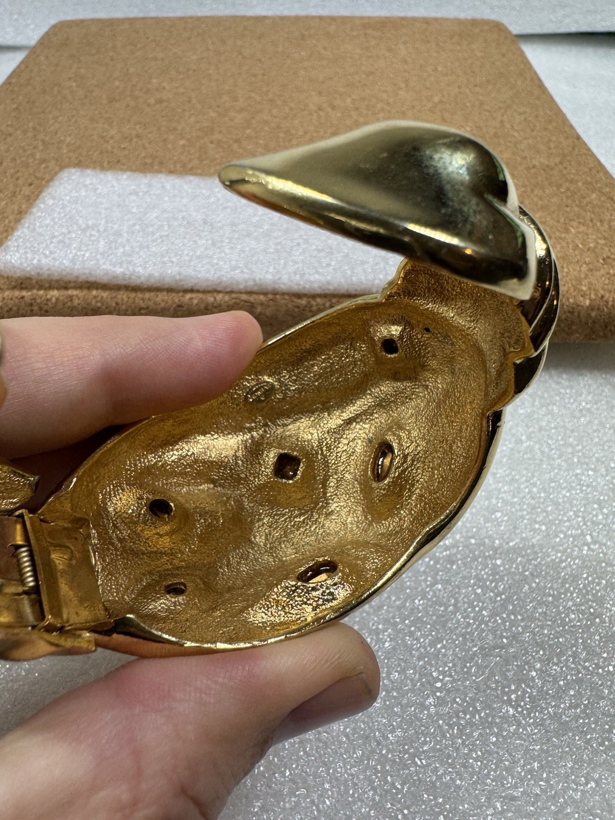 Rare Givenchy Hinged Cuff Bangle Bracelet Gold Ch… - image 15