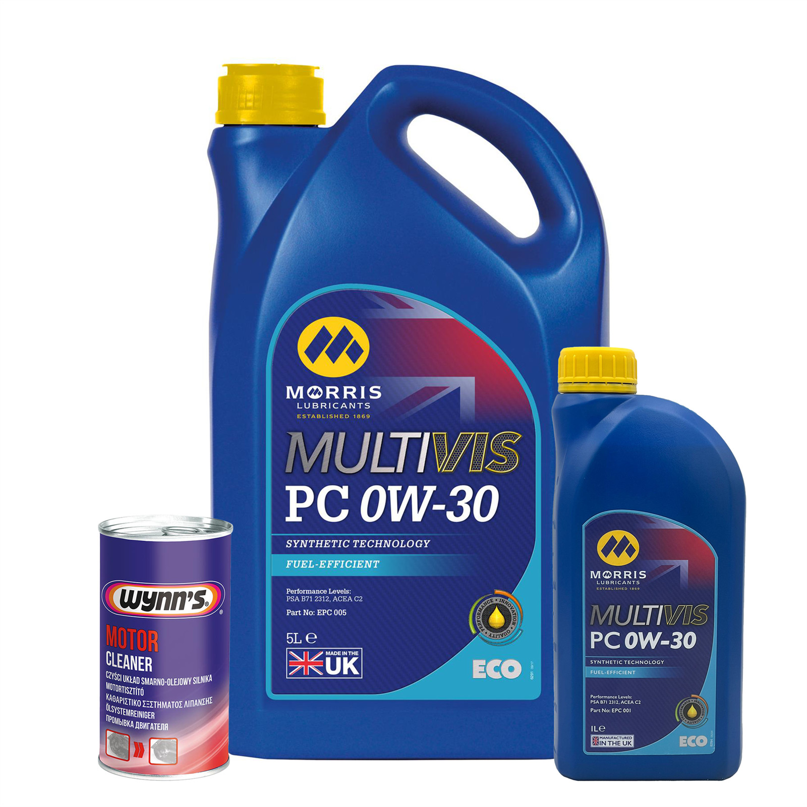 MORRIS 0W-30 Fully Synthetic Engine Oil 6L ACEA C2 + Wynns Engine Flush
