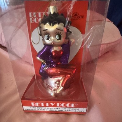 Kurt Adler Betty Boop Glass Hanging Christmas Ornament, Red/Purple/White/Black