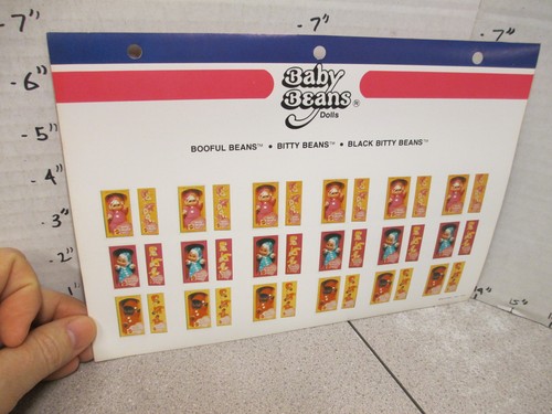 MATTEL 1975 toy store display sticker sheet BABY BEANS doll Booful black Bitty